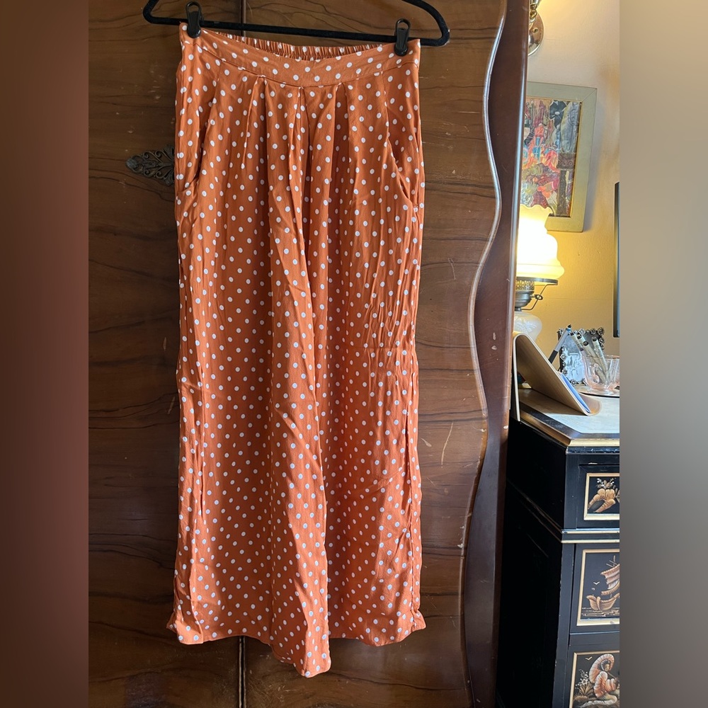 Flynn Skye Terracotta Orange Polka Dot Cropped Pants